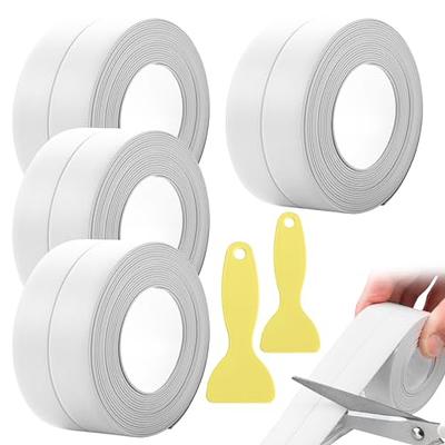 White Caulk Tape, Self-Adhesive Caulk Strip, 1.5 x 11ft PE Waterproof Sealing Tape Decorative Sealant Trim for Bathroom, Kitchen, Tub, Toilet Bowl