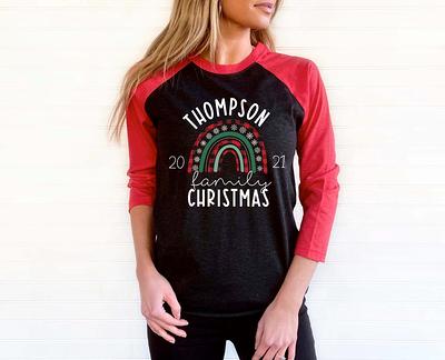 Buffalo Plaid Rainbow Christmas Long Sleeves, Custom Family Name  Sweatshirts For The Eve Pajamas Pjs, Matching 3/4 Raglan - Yahoo Shopping