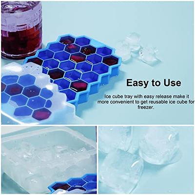 Reusable 14 Grids Silicone Ice Cube Trays with Lid Easy-Release