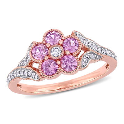 Pink Gold Pink Sapphire Flower Ring