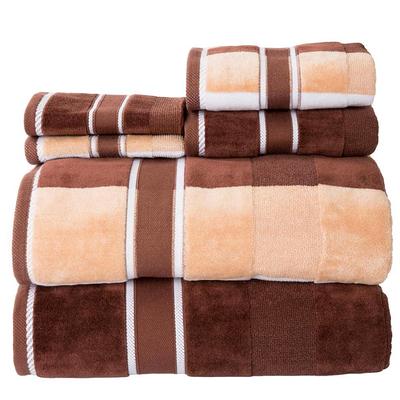 6-Piece Taupe/Black Luxury Quick Dry 100% Cotton Bath Towel Set