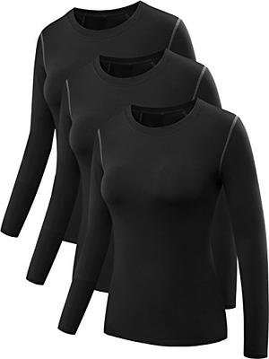 NELEUS Women's 3 Pack Athletic Compression Long Sleeve T Shirt Dry Fit