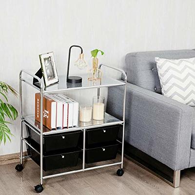 4 Drawers Rolling Storage Cart Metal Rack Shelf Home Office