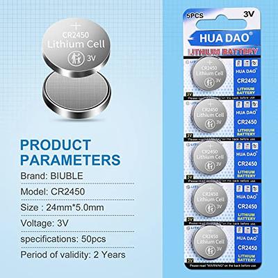 5 Pack CR2450 Lithium Battery Long-Lasting & High Capacity 3 Volt Coin &  Button