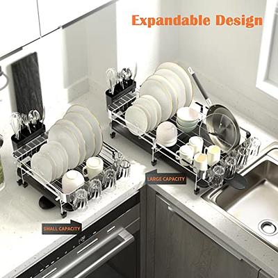 SuperOrganize Dish Drying Rack, Dish Rack with Drainboard, Kitchen