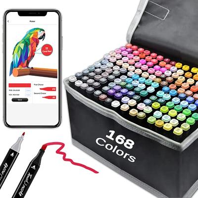 Shuttle Art 205 Colors Dual Tip Alcohol Art Markers, 204 Colors Permanent  Marker Plus 1 Blender 1 Marker Pad 1 Case and Color Chart for Kids Adult