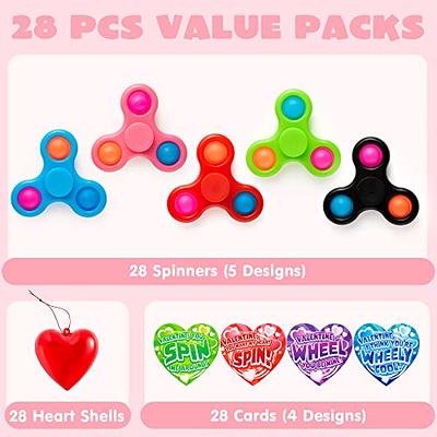 JOYIN 28 Packs Sticky Hands with Card Headers for Kids Party Favor, Classroom Exchange Prizes, Valentines Greeting Cards, Valentine Party Favors