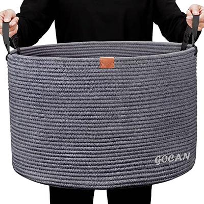 XXXL Gray Bathroom Storage Baskets Woven Rope Basket with Handles Clothes  Hamper