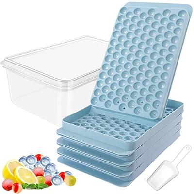 Blue Round Mini Ice Cube Trays for Freezer with Lid, Sphere Ice