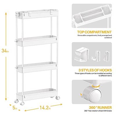 SPACELEAD Slim Storage Cart,3 Tier Bathroom Rolling Utility Cart