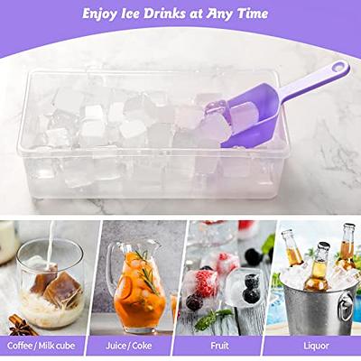 Ice Cube Tray For Freezer With Lid And Bin, Ice Cube Molds With Ice  Container, Scoop And Cover, Bpa Free Ice Trays Stackable Easy Release, 36  Squar