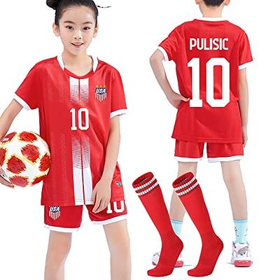 Casmyd Kids Pulisicc #10 USA Soccer Jersey+Shorts Kit 2022 World Cup  Football Team Sports Fan Shirts Uniform Youth Men Size Red - Yahoo Shopping