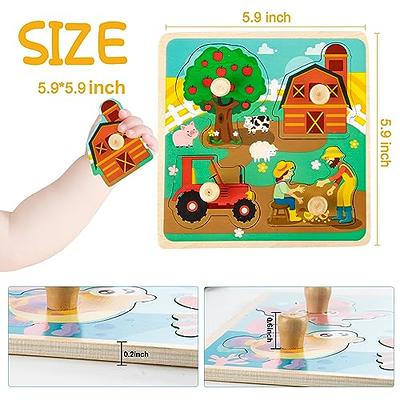 Wooden Puzzles for Toddlers 1-3, 6 Pack Peg Puzzles with Wire