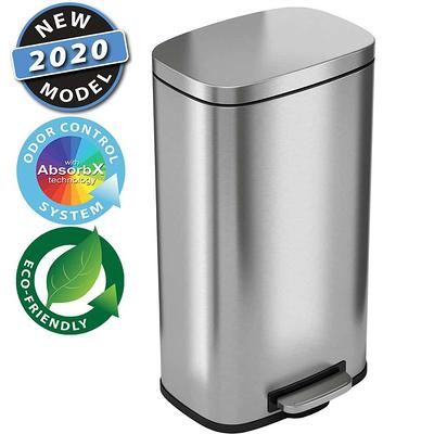 Glad 13 Gal. ALL Stainless Steel Step-On Large Metal Kitchen Trash Can  w/Clorox Odor Protection and Soft-Closing Lid GLD-74525 - The Home Depot