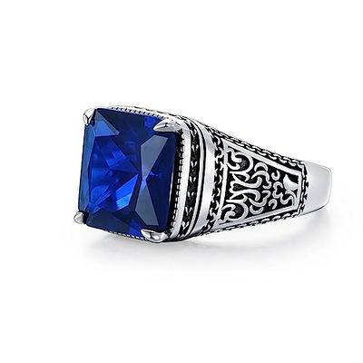 Men's Sapphire Ring in Sterling Silver