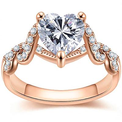  PAVOI 14K Rose Gold Plated Rings Cubic Zirconia Love