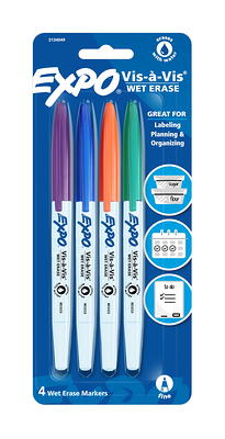 Expo Vis-a-Vis Wet Erase Markers, Fine Point, Assorted, 8/Pack