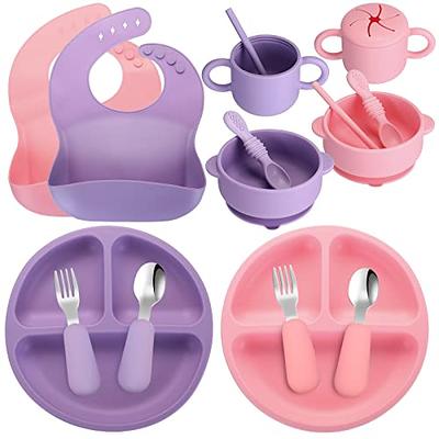16 Pcs Baby Led Weaning Supplies Silicone Baby Feeding Set Baby Plates with  Suction Baby Utensils with Divided Adjustable Bib Bowl Cutlery Snack Cup  Spoons Straw 6 Months+ (Purple, Pink) - Yahoo Shopping