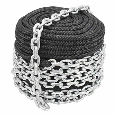 NovelBee 9/16 Inch Double Braid Nylon Rope with 5/16 Inch x 20 Feet  Galvanized Chain for Boat Anchor Rope and Dock Line (Black, Length:250') -  Yahoo Shopping