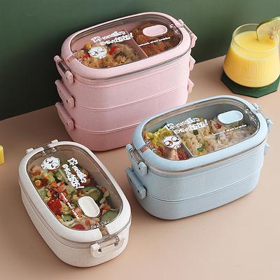 LIZEALUCKY Bento Lunch Box, 1100ml Double Layer 3-Grid Design, 304