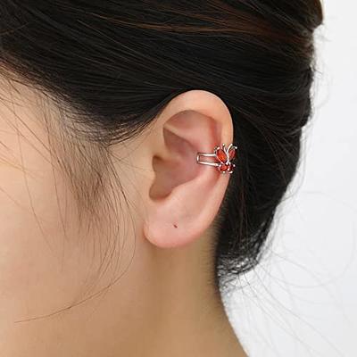 Red Butterfly Ear Cuffs Non Piercing Women Teens 925 Sterling Silver Cute  Double Line Cuff Wrap Earrings Cute Ruby Stone Cartilage Earrings - Yahoo  Shopping