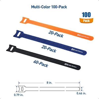 Pack of 100 Black Reusable Cable Ties, Velcro Strap, Adjustable Cable  Velcro Straps, Strong Hook and Loop Velcro Straps with Buckle for Cable,  Desk