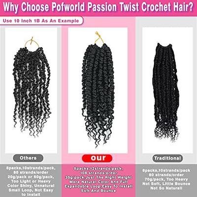 9 Packs Passion Twist Crochet Hair Pre Looped Crochet Passion Twist Hair  Pre-twisted Passion Twist Hair Bohemian Short Passion Twist Crochet Braids  Hair for Women Girls and Kids (14Inch,T1B/350) - Yahoo Shopping