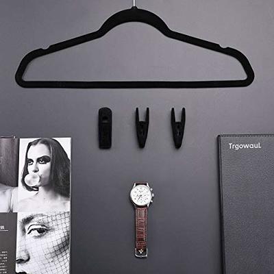 Tinfol Black Plastic Hanger Clips for Hangers, 40 Pack Pants Hanger Clips, Strong Pinch Grip Clips for Use with Slim-Line Clothes Hangers, Finger