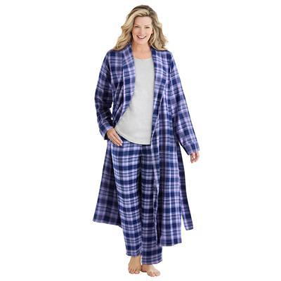 Plus Size Women's Long Flannel Robe by Dreams & Co. in Evening Blue Plaid  (Size M) - Yahoo Shopping