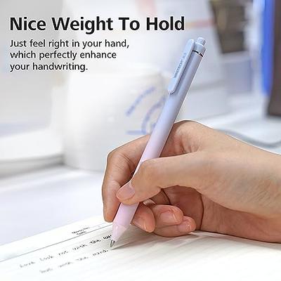 WRITECH Retractable Gel Ink Pens: 8ct Black 0.5mm Fine Point Tip Pen Comfort Grip Smooth Writing with Aesthetic Gradient Color Barrel for Journaling