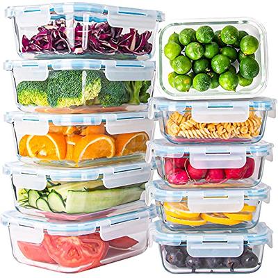 UMEIED Glass Meal Prep Containers 3 Compartment with Lids (5 Pack, 36oz),  Divided Glass Storage Containers for Lunch at Work, Leak-Proof Portion