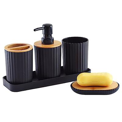 Resin Matte Marble Bathroom Accessories Set 5 Pcs, Lotion Soap Dispenser  Toothbrush Holder Bathroom Tumbler Cotton Swab Jar and Multifunctional  Tray