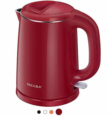 Electric Kettle(BPA Free), Double Wall Water Boiler Heater, Stainless Steel  Interior, Cool Touch Coffee Pot & Tea Kettle, Auto Shut-Off and Boil-Dry