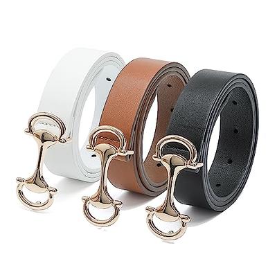 SUOSDEY 4 Pack Thin Belts for Women Skinny Leather Belts for Women Dresses with Gold Metal Buckle