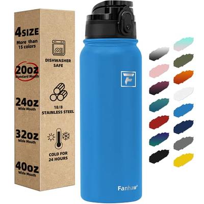 JoyJolt Vacuum Insulated 32-oz. Water Bottle with Flip Lid & Sport Straw Lid, Blue