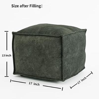 LUE BONA Small Foot Stool, Gray Square Foot Rest, PU Leather