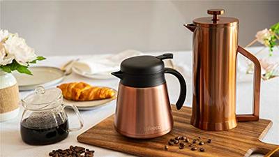 Black 1l Thermal Coffee Carafe Double Walled Thermal Carafe Thermos Pot  With Wood Handle Water Kettle Insulated Flask Tea Carafe Keeping Hot Cold