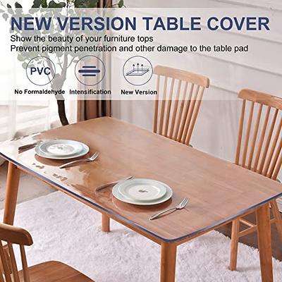 Clear Tabletop Topper Table Protector Wipeable Heat Resistant Wooden Marble  Glass Coffee Furniture Clear Plastic Tablecloth Cover Cloths Mat PVC Vinyl