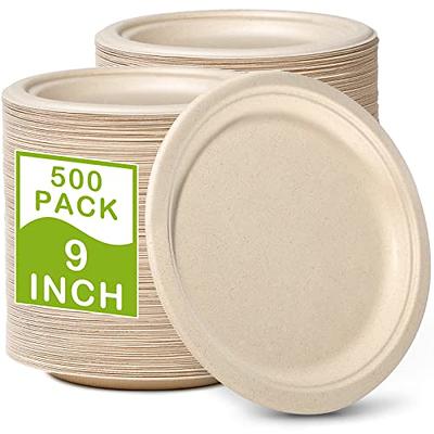 100% Compostable Paper Plates 10 Inch Bulk [500 Count] Heavy-Duty