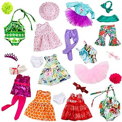 ZITA ELEMENT 10 Sets 18 inch Doll Clothes and Accessories for American 18  inch Girl Doll, Dresses, T-Shirts, Pants, Swimsuit, Jumpsuit, Hair Bands  and