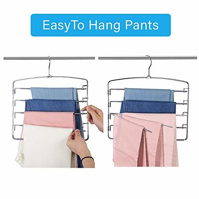 Pants Hangers 5 Layers Space Saving Pants Hangers with Stainless Steel  Non-Slip Foam Padded Swing Arm Closet Storage Organizer for Pants Jeans  Trousers Skirts Scarf Ties Towels (1 Pack) 