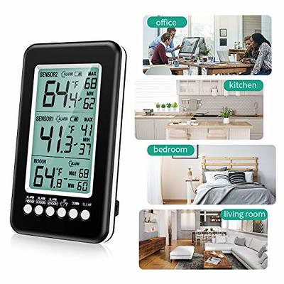 ORIA Refrigerator Thermometer, Indoor Outdoor Thermometer with 2 Wireless  Sensors
