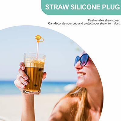 Silicone Straw Tip Covers Cap Reusable Straw Plugs Anti- Straw Tip Lids  Cartoon Straw Charms For 6-8 Mm Straws