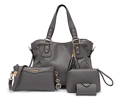 Women Fashion Synthetic Leather Handbags Tote Bag Shoulder Bag Top Handle  Satchel Purse Set 4pcs