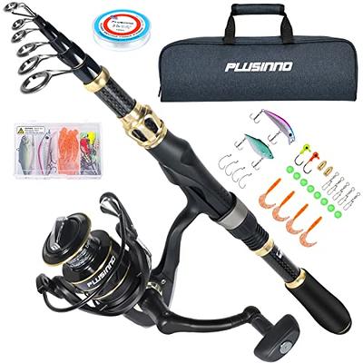 PLUSINNO Fishing Rod and Reel Combos Set,Telescopic Fishing Pole with  Spinning Reels, Carbon Fiber Fishing Rod for Travel Saltwater Freshwater  Fishing-E - Yahoo Shopping