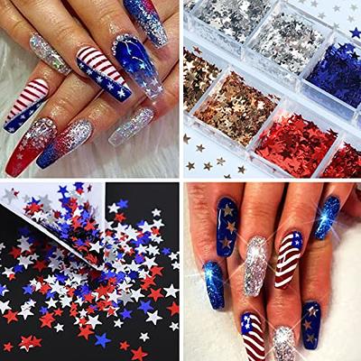Red, White and Blue Fourth of July Acrylic Glue on Nails Set of Ten - Etsy