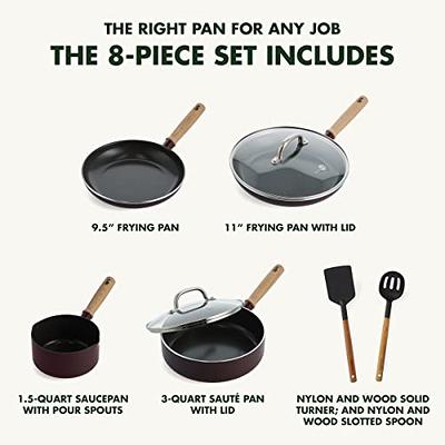 Swift Healthy Ceramic Nonstick 12 Piece Cookware Pots and Pans Set  Stainless Steel Handles PFAS-Free Dishwasher Safe Oven Safe Black 