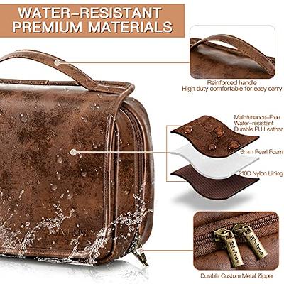 Elviros Toiletry Bag for Men, Large Travel Shaving Dopp Kit Water-resistant  Bathroom Toiletries Organizer PU Leather Cosmetic Bags