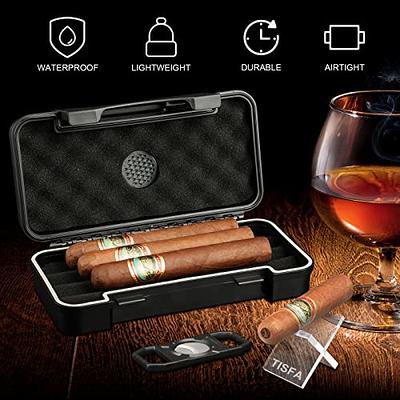 TISFA Cigar Humidor, Leather Cedar Wood Cigar Case with Cigar Lighter, V  Cut Cigar Cutter, Cigar Holder 3 in 1, Portable Travel Cigar Humidor Box  with Humidifier (Black) - Yahoo Shopping