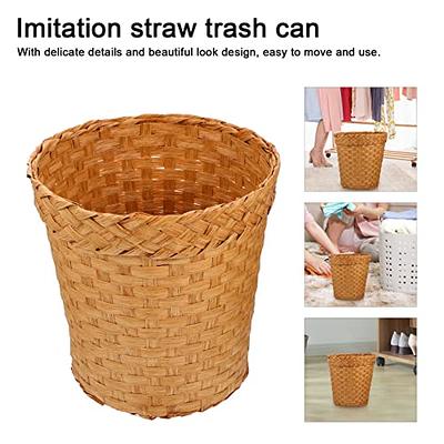 1pcs Decorative Water Hyacinth Wicker Storage Basket with Wooden Handles -  Multipurpose Plant and Sundries Organizer for Bathroom, Bedroom, and Living